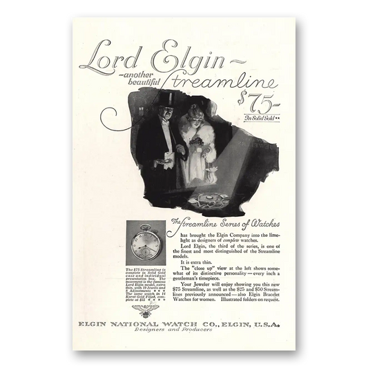 1917 Elgin Watch Lord Elgin Streamline Vintage Magazine Print Ad