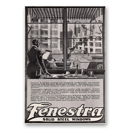 1917 Fenestra Solid Steel Windows Modern Factories Vintage Magazine Print Ad