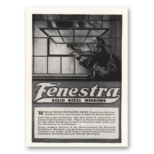 1917 Fenestra Solid Steel Windows Wood Windows Burn Vintage Magazine Print Ad