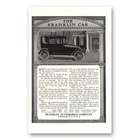 1917 Franklin Automobile Find a Man Vintage Magazine Print Ad