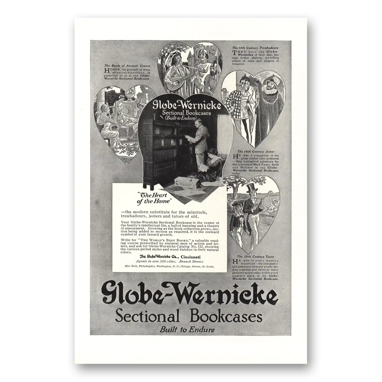 1916 Globe Wernicke Heart of the Home Vintage Magazine Print Ad