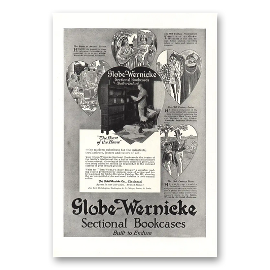 1916 Globe Wernicke Heart of the Home Vintage Magazine Print Ad