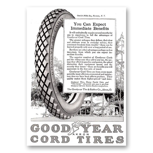 1917 Goodyear Tires Cord Tires You Can Expect Immediate Benefits Nikko Inn Harmon NY Vintage Magazine Print Ad