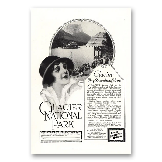 1917 Great Northern Railway Glacier Has Something More Vintage Magazine Print Ad