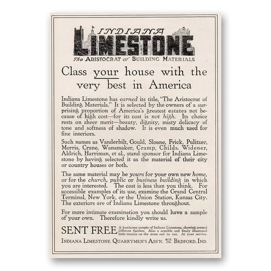 1917 Indiana Limestone Class Your House Vintage Magazine Print Ad