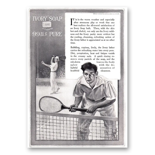 1917 Ivory Soap Warm Weather Tennis Vintage Magazine Print Ad