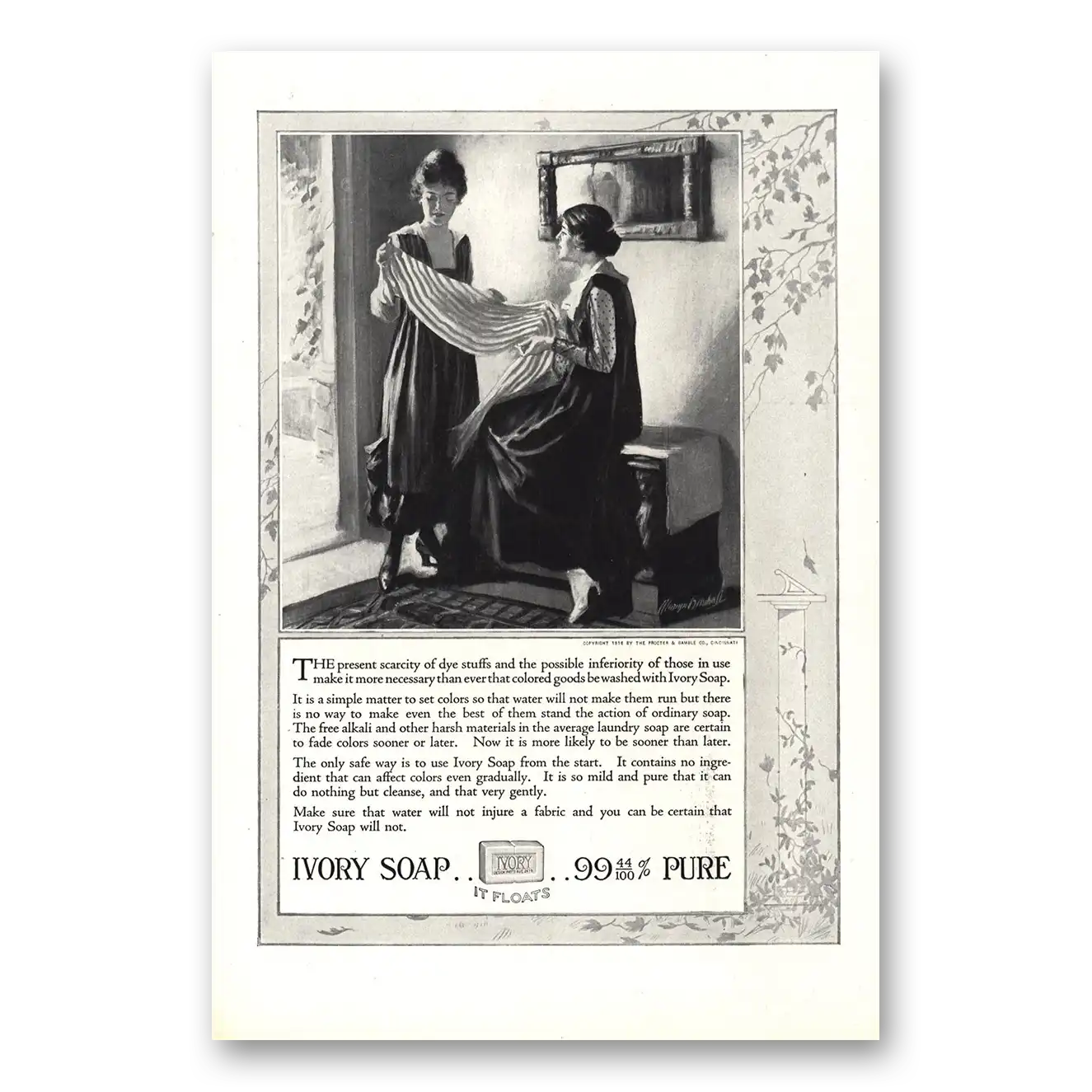 1916 Ivory Soap Scarcity of Dye Stuffs Vintage Magazine Print Ad