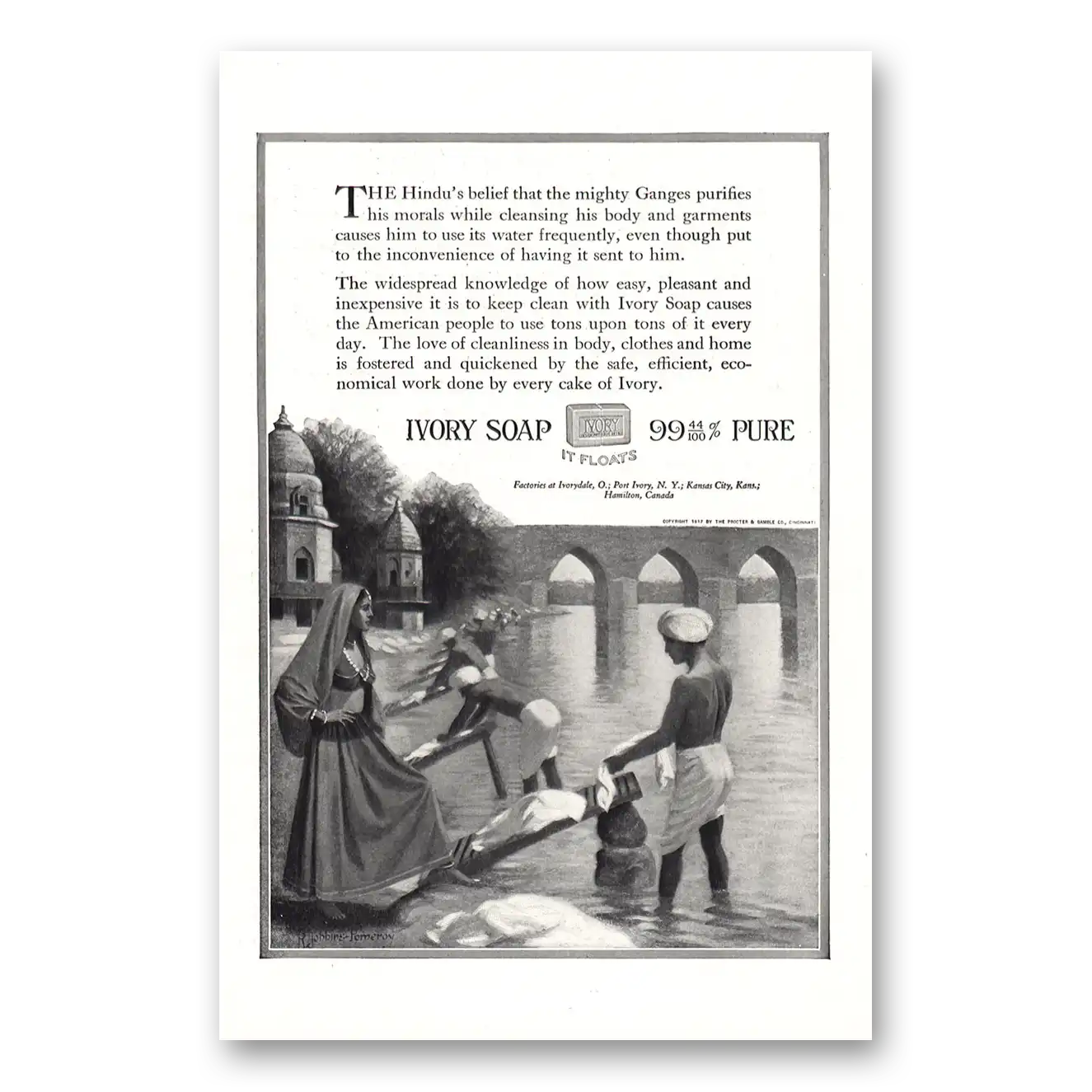 1917 Ivory Soap Hindus Belief Vintage Magazine Print Ad