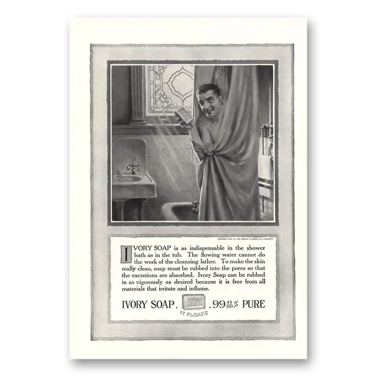 1917 Ivory Soap Indispensable In the Shower Vintage Magazine Print Ad