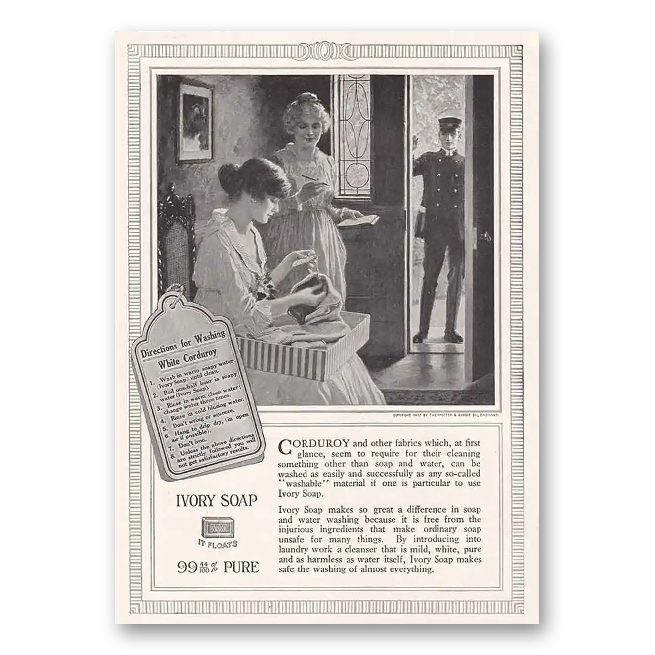 1917 Ivory Soap White Corduroy Vintage Magazine Print Ad