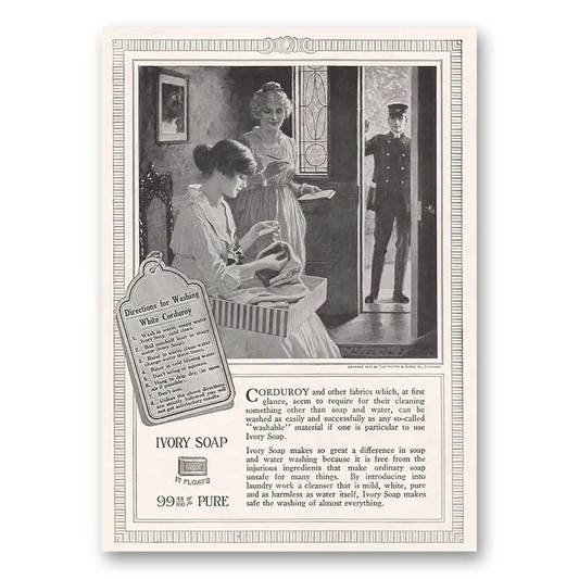 1917 Ivory Soap White Corduroy Vintage Magazine Print Ad