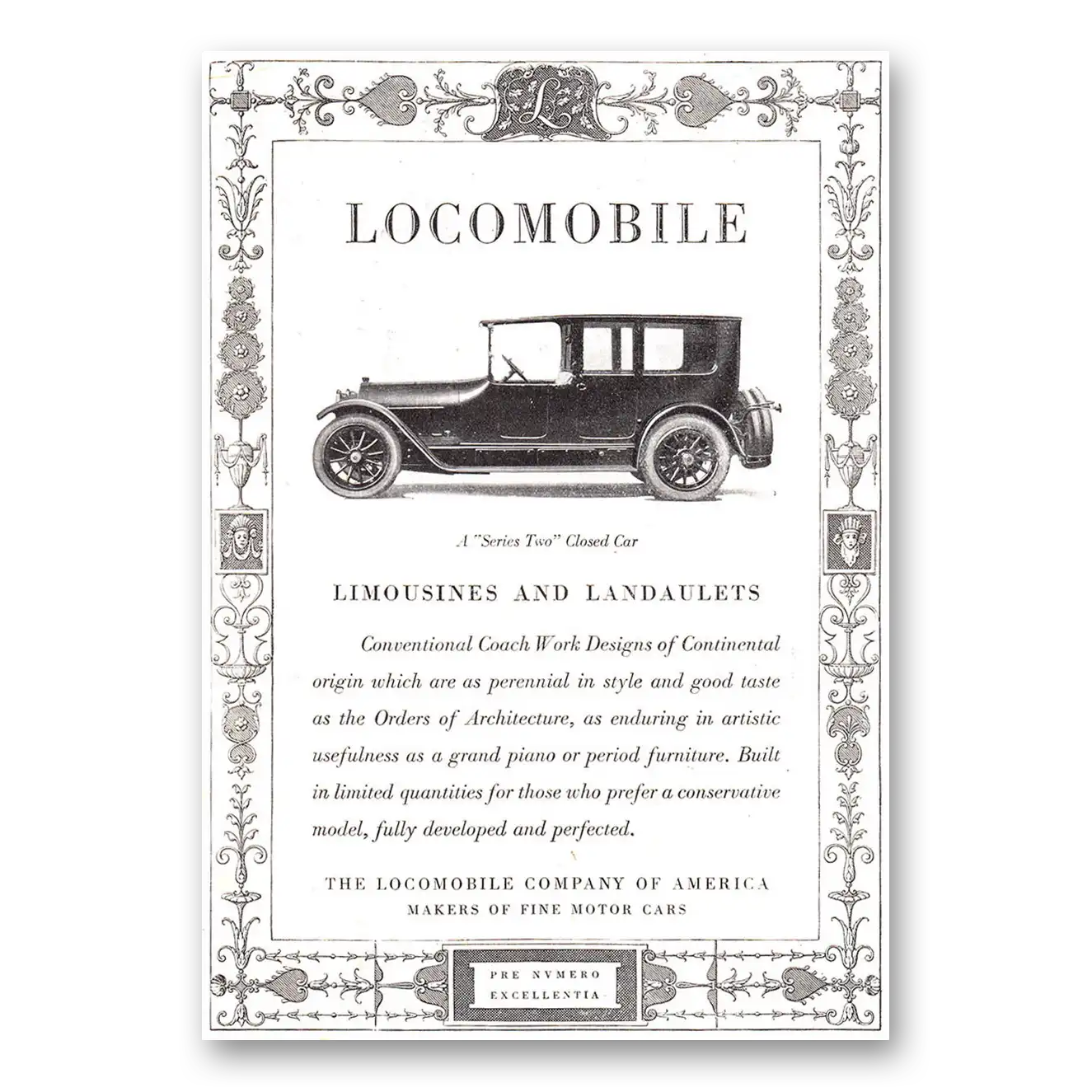 1917 Locomobile Limousines and Landaulets Vintage Magazine Print Ad