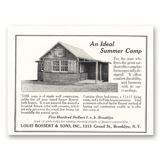 1917 Louis Bossert & Sons Ideal Summer Camp Vintage Magazine Print Ad