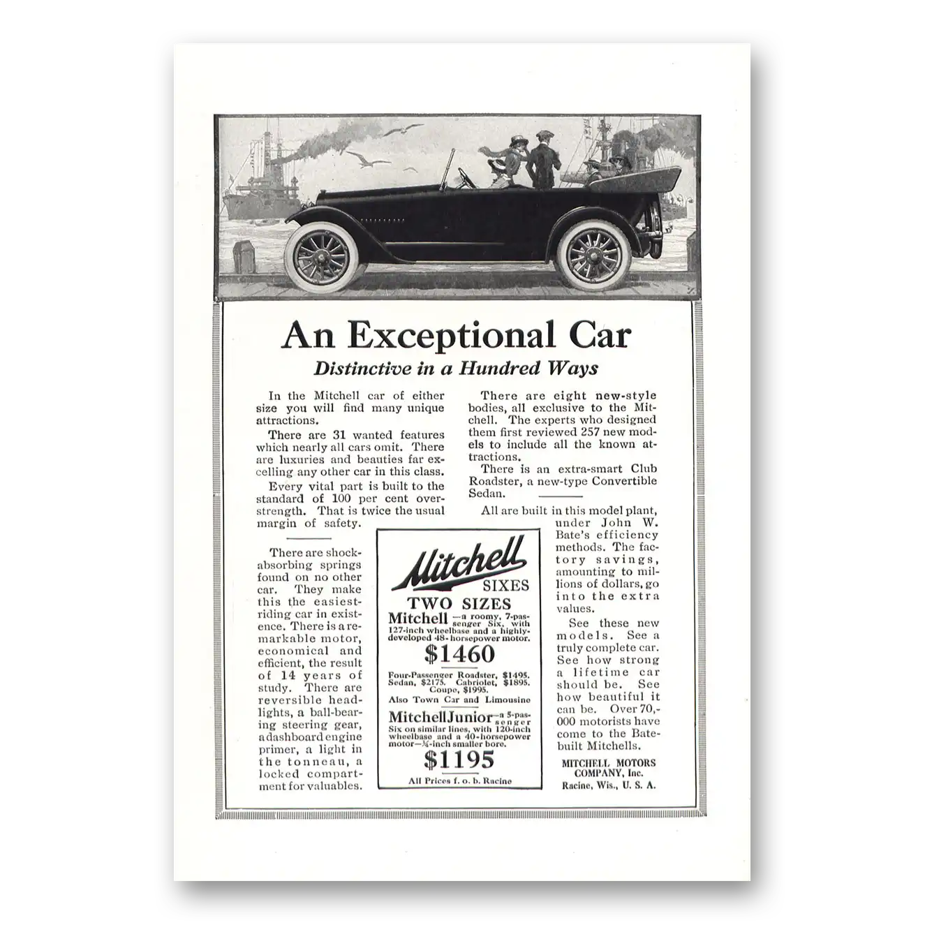 1917 Mitchell Motors An Exceptional Car Vintage Magazine Print Ad