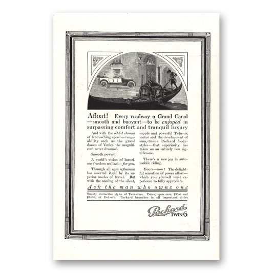 1917 Packard Twin 6 Afloat Every Roadway Vintage Magazine Print Ad