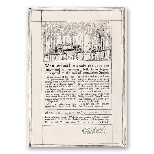 1917 Packard Wanderlust Already the Days Are Long Vintage Magazine Print Ad