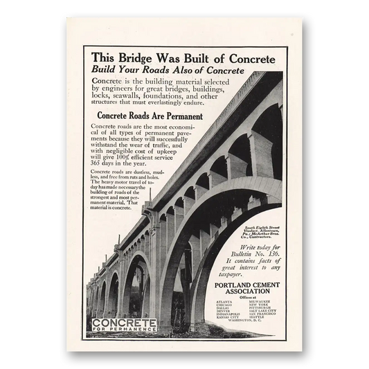 1917 Portland Cement South Eighth Street Viaduct Allentown PA Vintage Magazine Print Ad