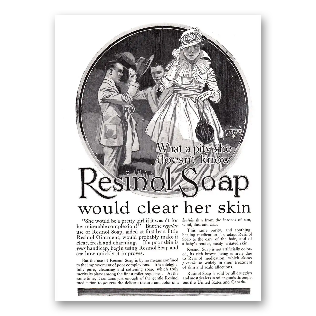 1917 Resinol Soap What A Pity She Doesn't Know Vintage Magazine Print Ad