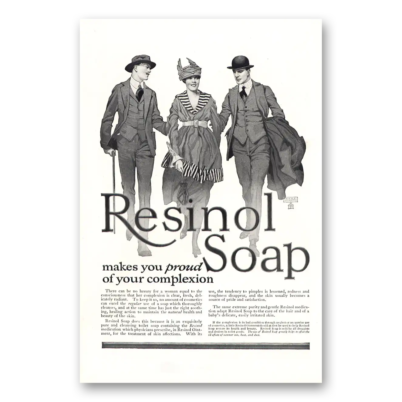 1917 Resinol Soap Makes You Proud of Your Complexion Vintage Magazine Print Ad