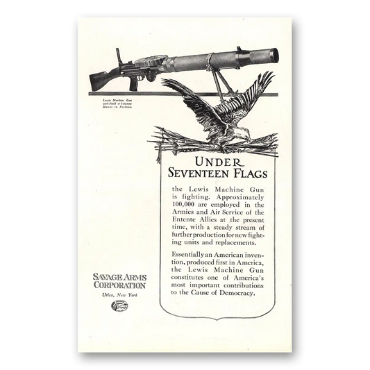 1917 Savage Arms Under Seventeen Flags Vintage Magazine Print Ad