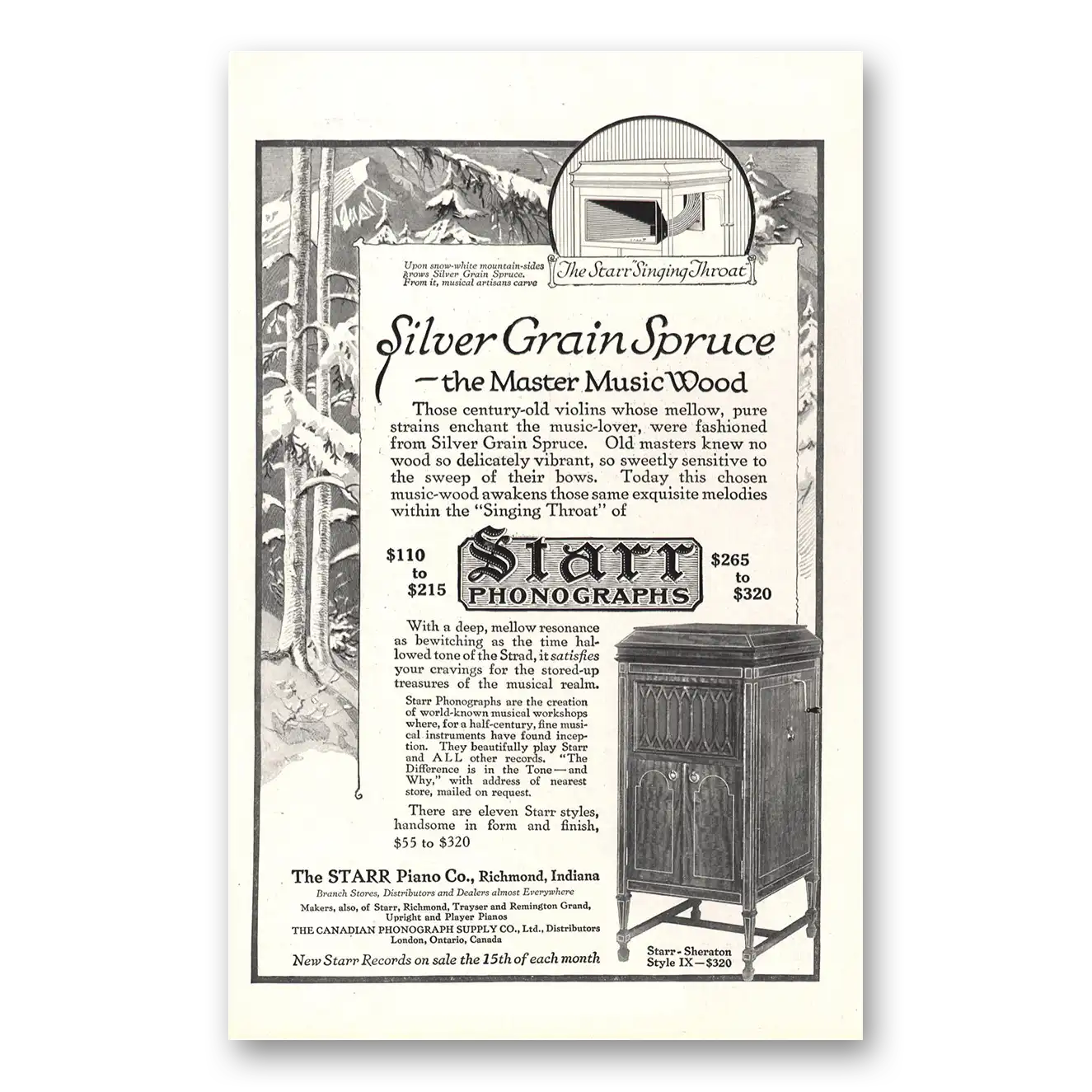 1917 Starr Phonographs Master Music Wood Vintage Magazine Print Ad