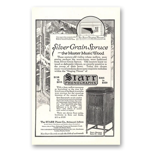 1917 Starr Phonographs Master Music Wood Vintage Magazine Print Ad