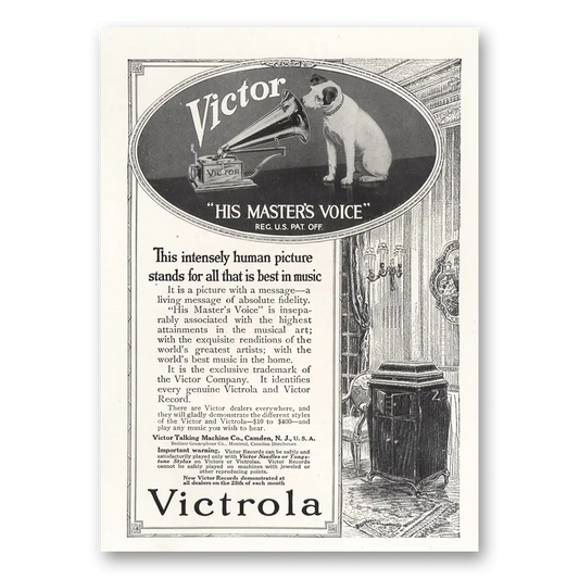 1917 Victrola Intensely Human Picture Stands Vintage Magazine Print Ad