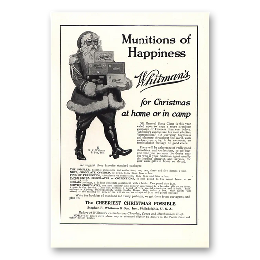 1917 Whitmans Chocolates Candy Munitions of Happiness Vintage Magazine Print Ad