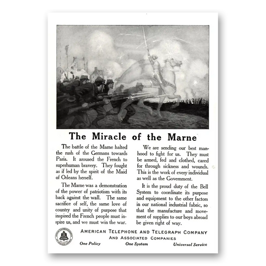 1918 American Telephone Miracle of the Marne Vintage Magazine Print Ad