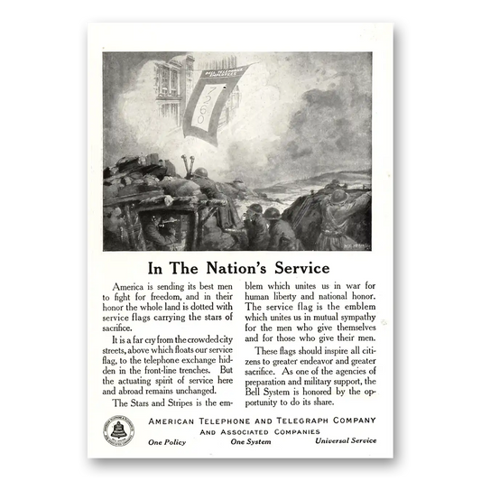 1918 American Telephone Nations Service Vintage Magazine Print Ad