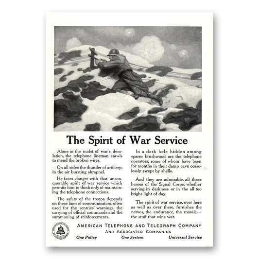 1918 American Telephone Spirit of War Service Vintage Magazine Print Ad