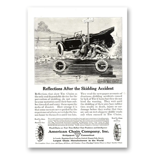 1918 American Chain Company Reflections After the Skidding Vintage Magazine Print Ad