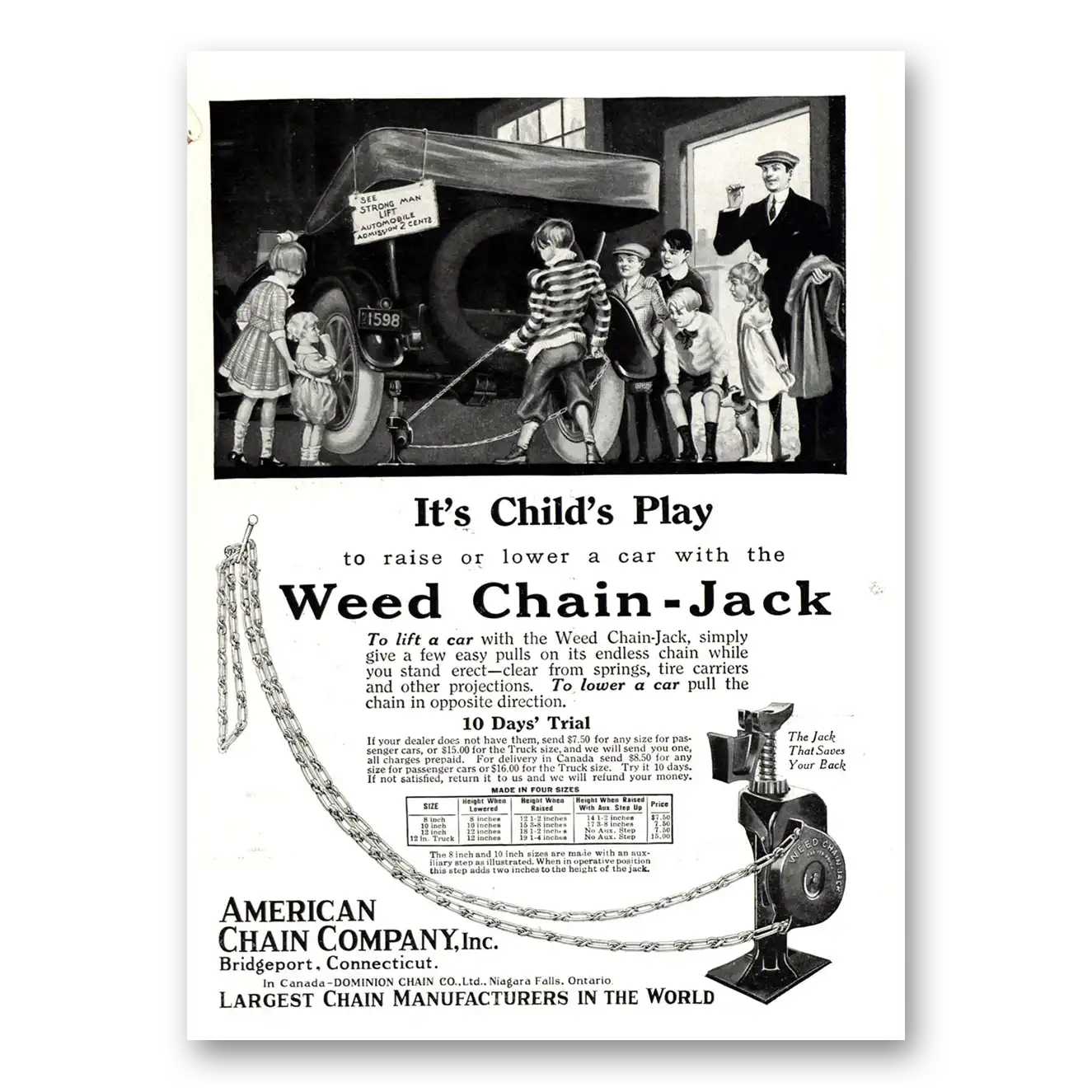 1918 Weed Chain Jack Childs Play Vintage Magazine Print Ad