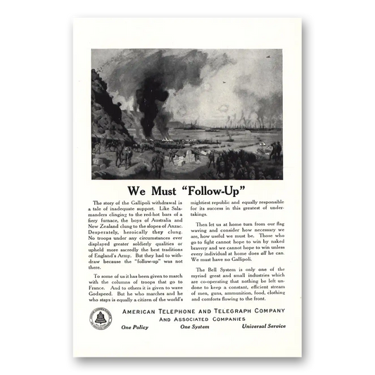 1918 American Telephone We Must Follow Up Gallipoli Vintage Magazine Print Ad