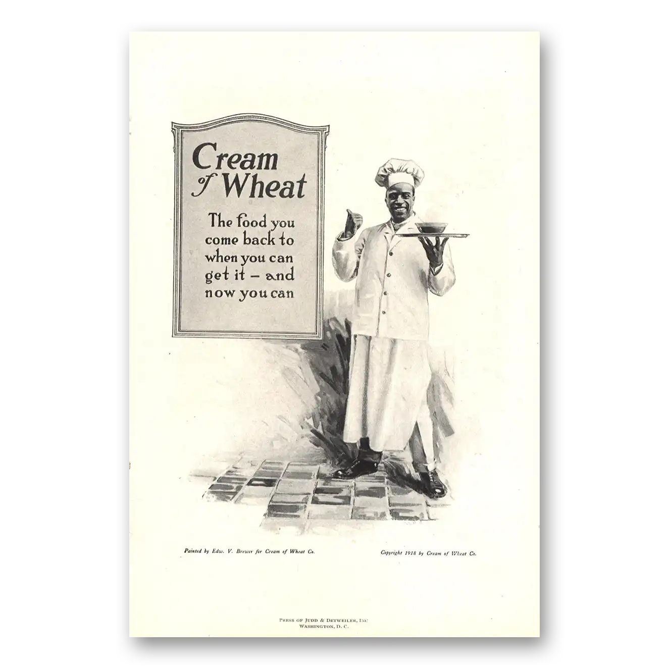 1918 Cream of Wheat Food You Come Back To Vintage Magazine Print Ad