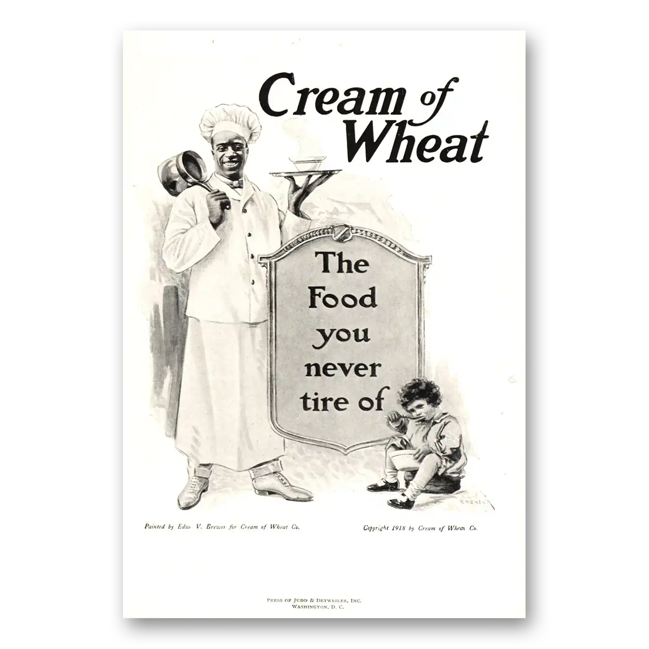 1918 Cream of Wheat Food You Never Tire Of Vintage Magazine Print Ad