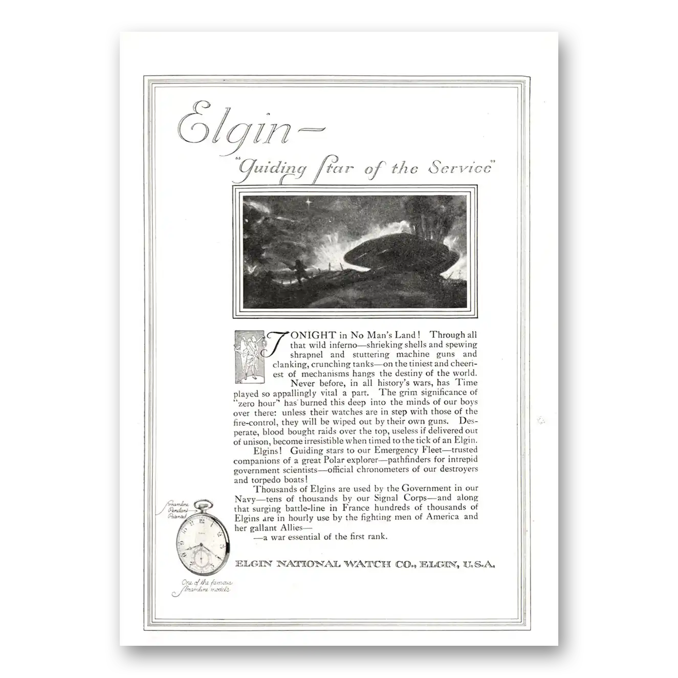 1918 Elgin Watch Guiding Star of the Service Vintage Magazine Print Ad