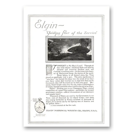 1918 Elgin Watch Guiding Star of the Service Vintage Magazine Print Ad