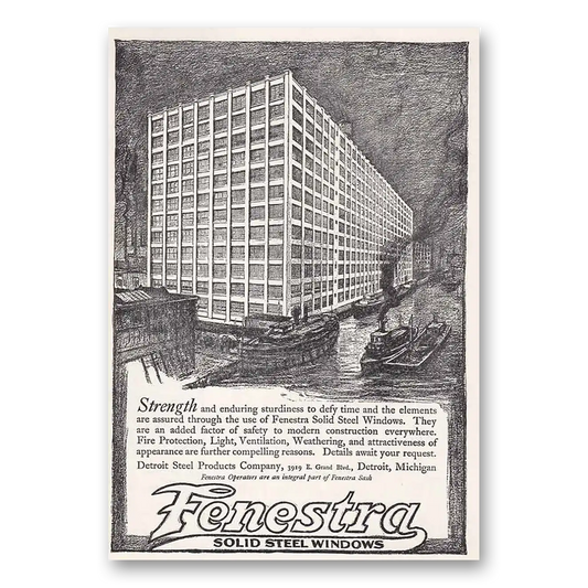 1918 Fenestra Solid Steel Windows Strength Enduring Sturdiness Vintage Magazine Print Ad