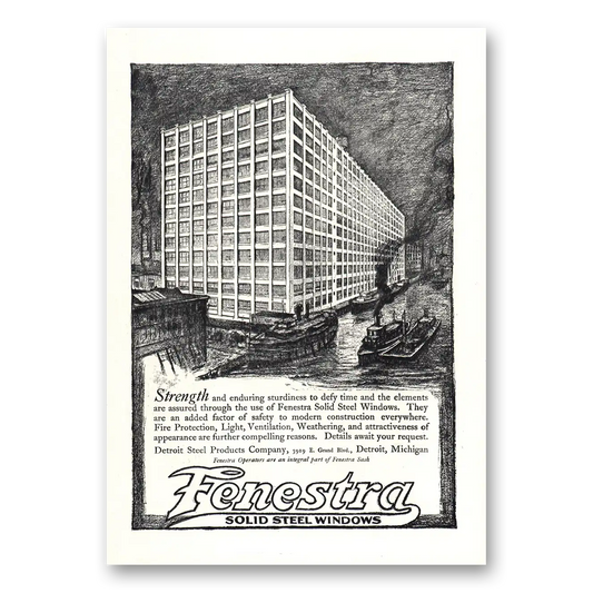 1918 Fenestra Solid Steel Windows Strength Enduring Sturdiness Vintage Magazine Print Ad