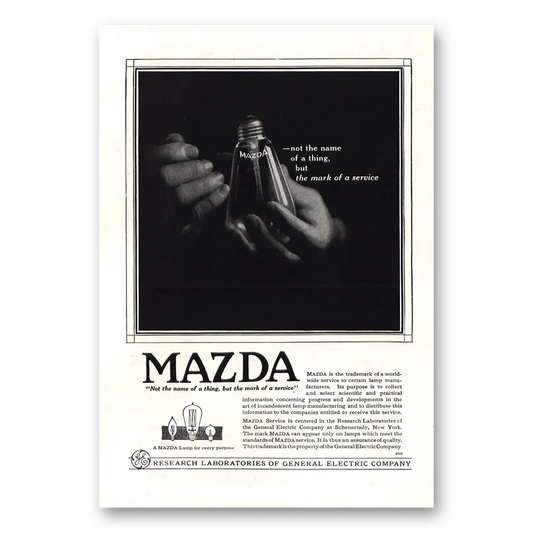 1918 Mazda Lamps Not the Name of Thing Vintage Magazine Print Ad