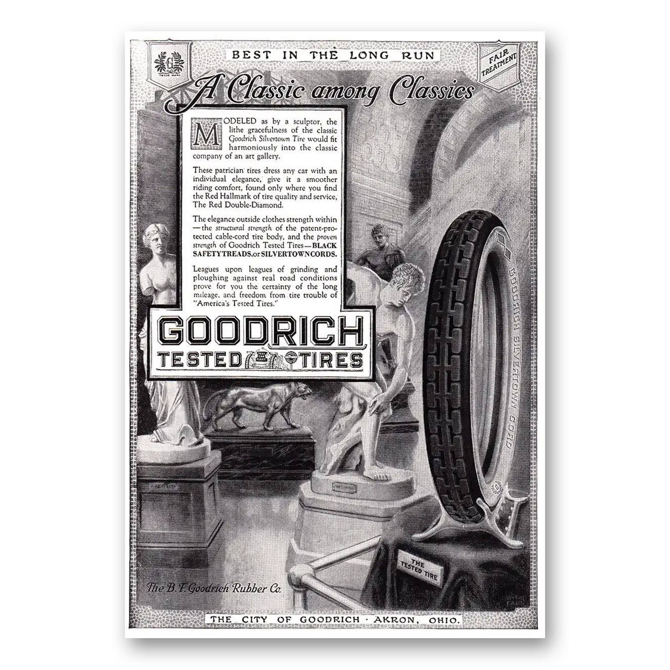 1918 Goodrich Tires Classic Among Classics Vintage Magazine Print Ad