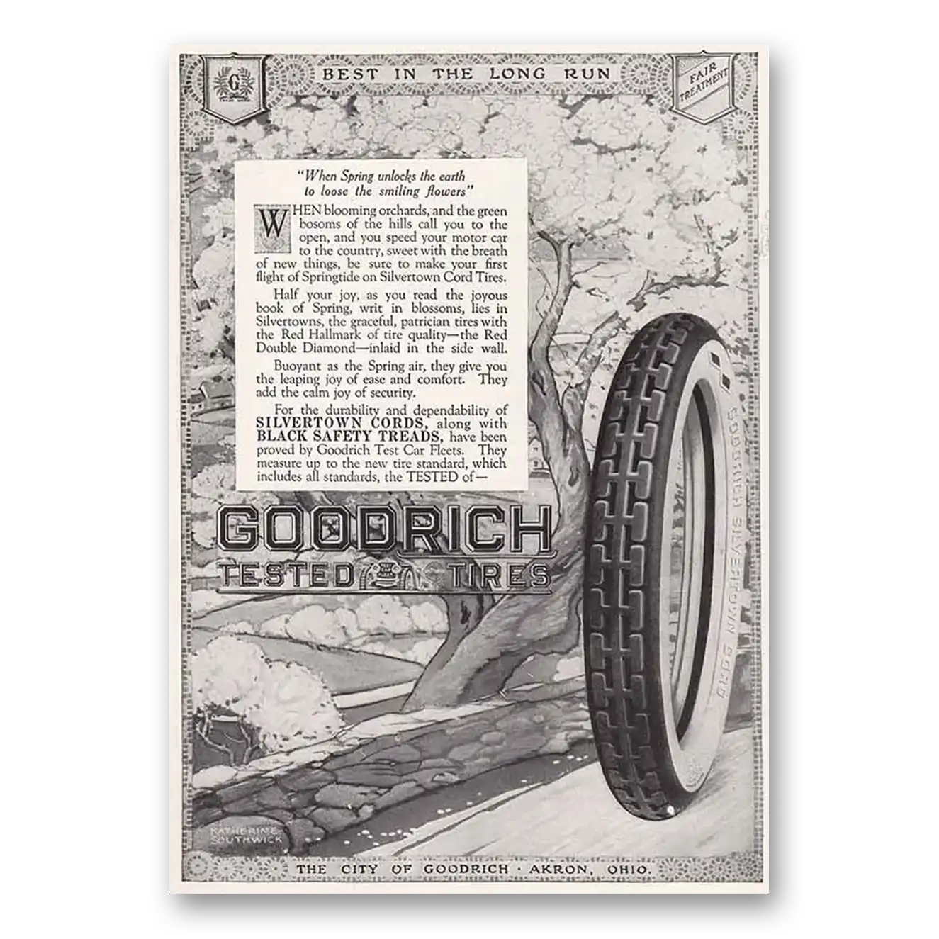 1918 Goodrich Tires When Spring Unlocks the Earth Vintage Magazine Print Ad