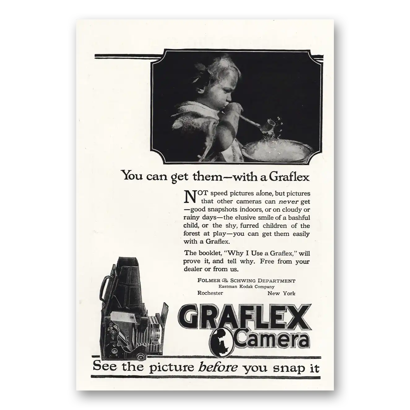 1918 Graflex Cameras You Can Get Them Bubbles Vintage Magazine Print Ad