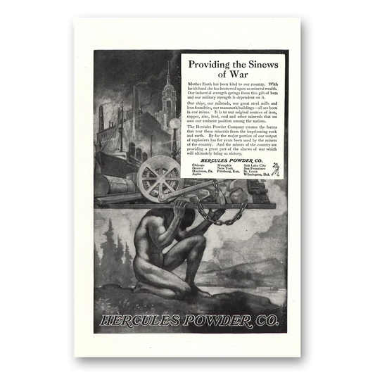 1918 Hercules Powder Providing the Sinews of War Vintage Magazine Print Ad