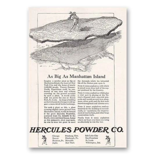 1948 Hercules Powder As Big as Manhattan Island Vintage Magazine Print Ad