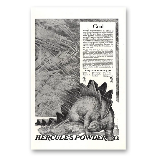 1918 Hercules Powder Coal Millions of Years Before Vintage Magazine Print Ad