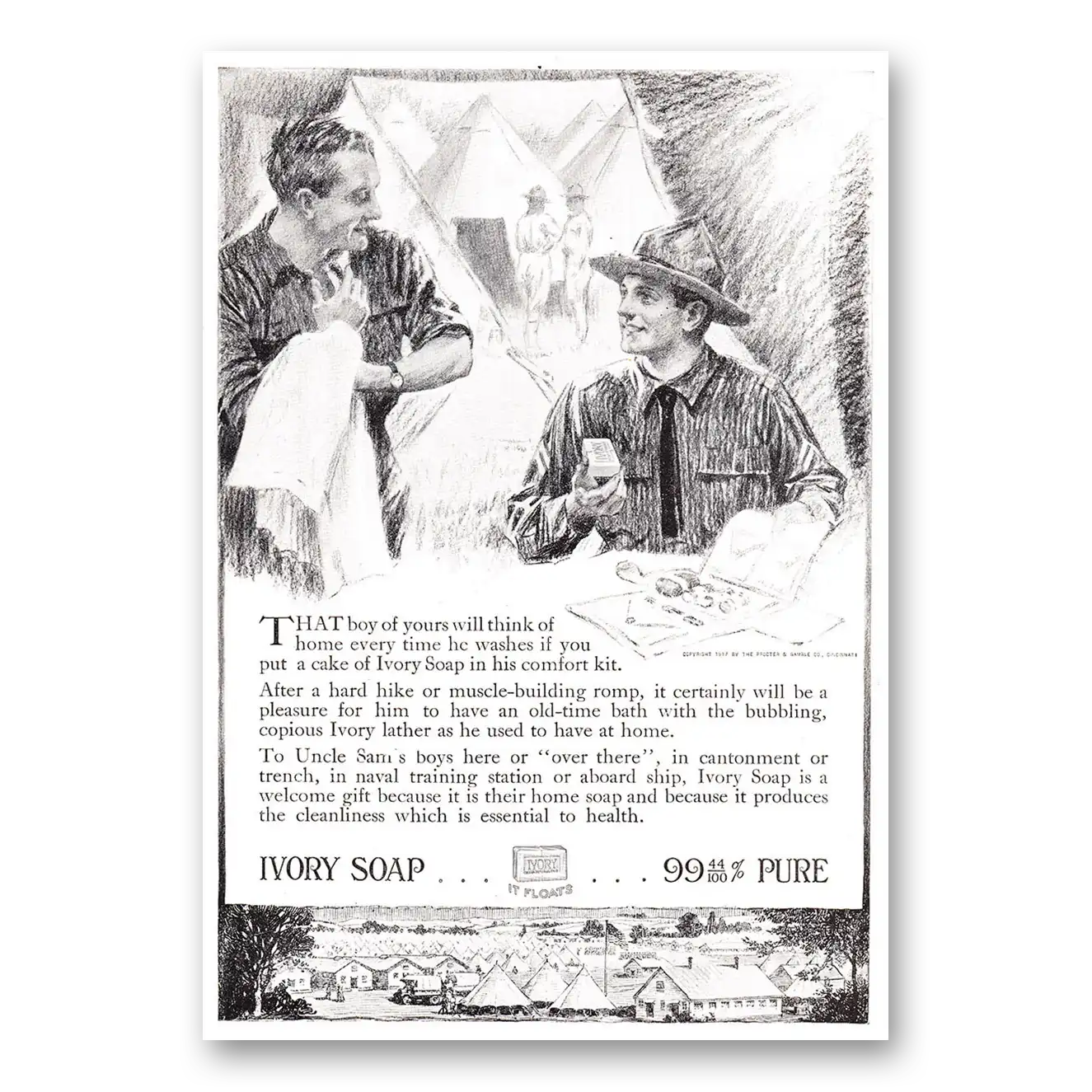 1918 Ivory Soap That Boy of Yours Will Think of Home Vintage Magazine Print Ad