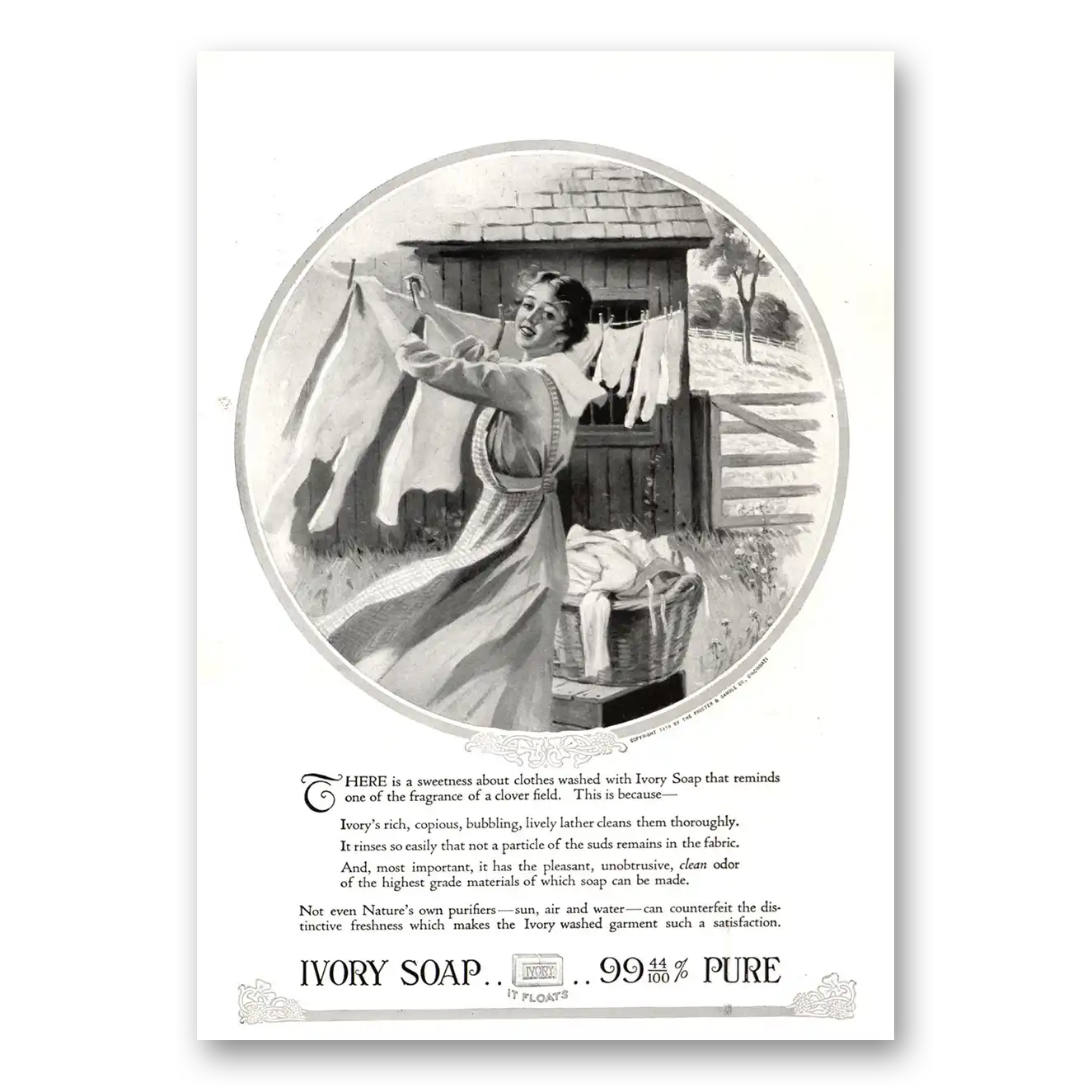 1918 Ivory Soap Sweetness About Clothes Washed Vintage Magazine Print Ad