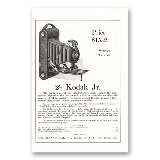 1918 Kodak Jr Camera Pictures Pleasing Panel Shape Vintage Magazine Print Ad